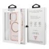Чехол Guess Metal outline Hard для iPhone 13 Pro Max, розовый/золотой (MagSafe)