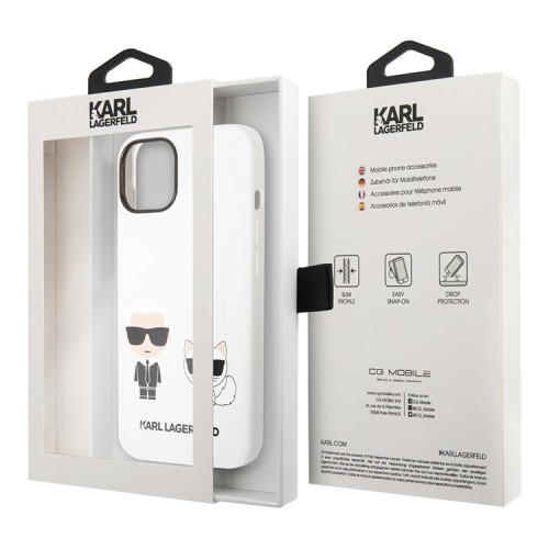 Чехол Lagerfeld Liquid silicone Karl & Choupette Hard для iPhone 14 Plus, белый