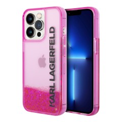 Чехол Lagerfeld Liquid glitter Elongated logo Hard Translucent для iPhone 13 Pro Max, розовый