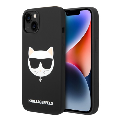 Чехол Lagerfeld Liquid silicone Choupette Hard для iPhone 14, черный (Magsafe)