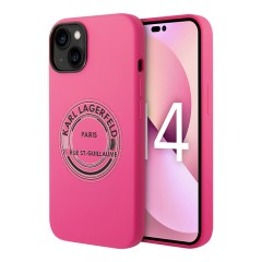 Чехол Lagerfeld Liquid silicone Round RSG logo для iPhone 14, розовый
