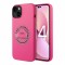 Чехол Lagerfeld Liquid silicone Round RSG logo для iPhone 14, розовый