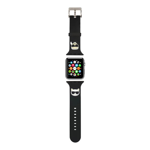 Ремешок Karl Lagerfeld Silicone Karl&Choupette heads для Apple Watch 49-46-45-44 mm, черный