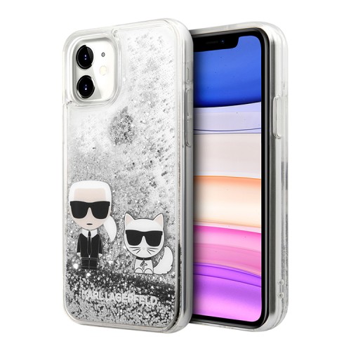 Lagerfeld Liquid glitter Karl & Choupette Hard для 11, серебристый KLHCN61GKCS