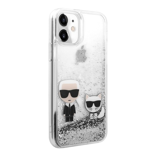 Lagerfeld Liquid glitter Karl & Choupette Hard для 11, серебристый KLHCN61GKCS