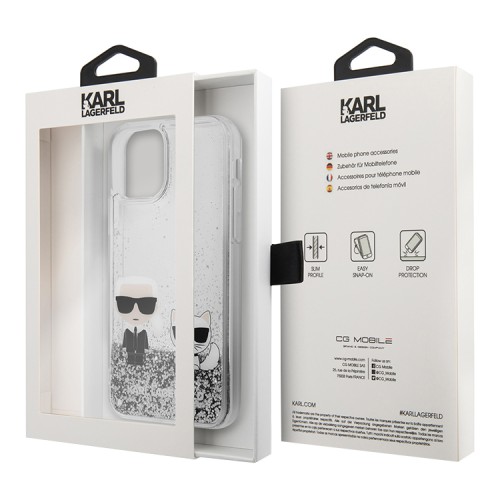 Lagerfeld Liquid glitter Karl & Choupette Hard для 11, серебристый KLHCN61GKCS