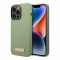 Чехол Guess Liquid Silicone Plate metal logo Hard для iPhone 14 Pro Max, зеленый (Magsafe)