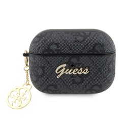 Чехол Guess PU leather 4G with metal logo and Heart charm для Airpods Pro 2, черный