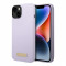 Чехол Guess Liquid Silicone Plate metal logo Hard для iPhone 14, фиолетовый (Magsafe)