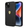 Кожаный чехол Ferrari Leather Stamped sides Hard для iPhone 14 Plus, черный (Magsafe)
