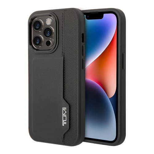 Кожаный чехол TUMI Leather with Vertical cardslot Hard для iPhone 14 Pro, черный