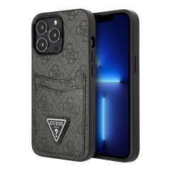 Чехол Guess PU 4G Double cardslot Metal triangle logo Hard для iPhone 12 Pro Max, черный