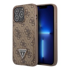 Чехол Guess PU 4G Double cardslot Metal triangle logo Hard для iPhone 12 Pro Max, коричневый