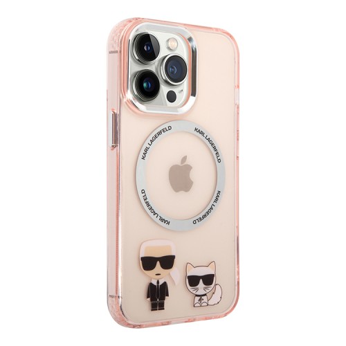 Чехол Lagerfeld Karl&Choupette Hard для iPhone 13 Pro, розовый (MagSafe)