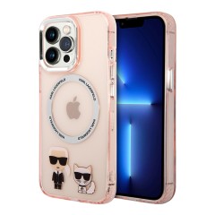 Чехол Lagerfeld Karl&Choupette Hard для iPhone 13 Pro Max, розовый (MagSafe)