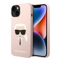 Чехол Lagerfeld Liquid silicone Karl's Head Hard для iPhone 14 Plus, розовый (MagSafe)