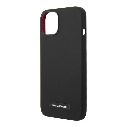 Чехол Lagerfeld Liquid silicone Plaque logo Hard для iPhone 14 Plus, черный (MagSafe)