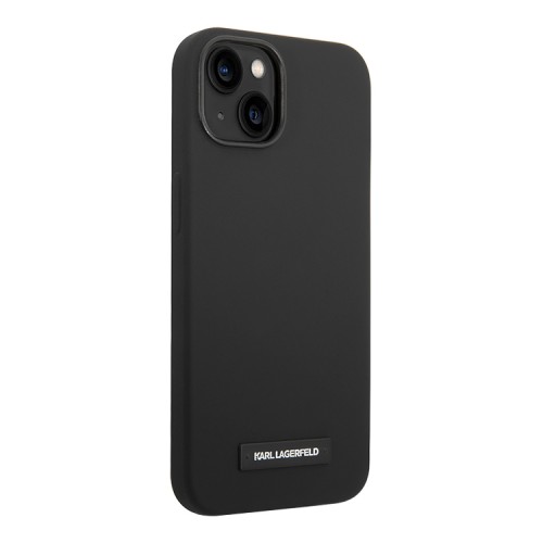 Чехол Lagerfeld Liquid silicone Plaque logo Hard для iPhone 14 Plus, черный (MagSafe)