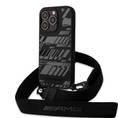Чехол AMG Liquid silicone Expressive graphic Hard +Strap для iPhone 14 Pro, черный