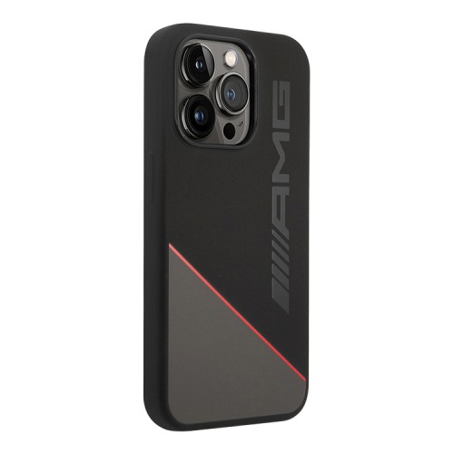 Чехол AMG Liquid Silicone Two tones Red line Hard для iPhone 14 Pro, черный