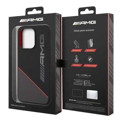 Чехол AMG Liquid Silicone Two tones Red line Hard для iPhone 14 Pro, черный