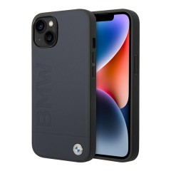Кожаный чехол BMW Signature Leather Logo imprint Hard для iPhone 14 Plus, синий
