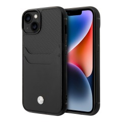 Кожаный чехол BMW Signature leather with cardslot Hard для iPhone 14 Plus, черный