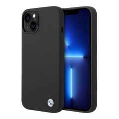 Чехол BMW Liquid Silicone Metal logo Hard для iPhone 14 Plus, черный