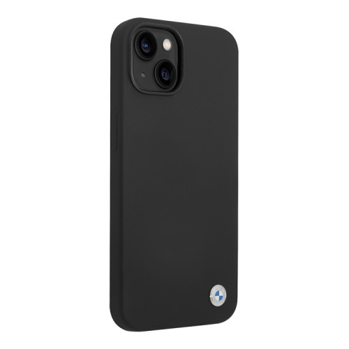 Чехол BMW Liquid Silicone Metal logo Hard для iPhone 14 Plus, черный