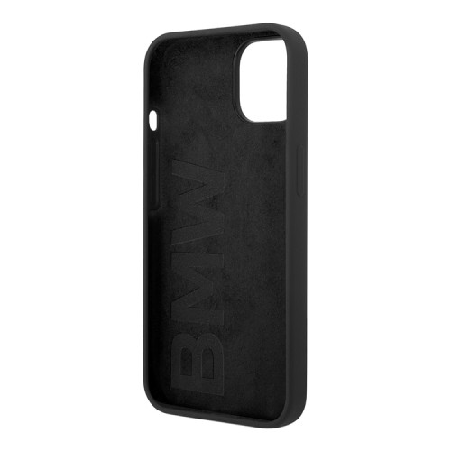 Чехол BMW Liquid Silicone Metal logo Hard для iPhone 14 Plus, черный