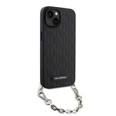 Чехол Lagerfeld PU Saffiano Monogram + Wrist chain Hard для iPhone 14, черный