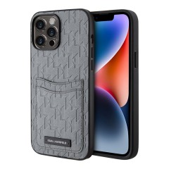 Чехол Lagerfeld PU Saffiano Monogram with Cardslot Hard для iPhone 13 Pro, серебристый