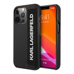 Чехол Lagerfeld PU with Elastic Strap Hard для iPhone 13 Pro, черный (с ремешком)