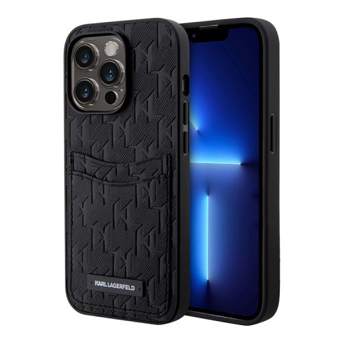 Чехол Lagerfeld PU Saffiano Monogram with Cardslot Hard для iPhone 13 Pro Max, черный
