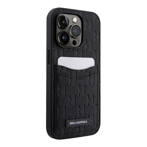 Чехол Lagerfeld PU Saffiano Monogram with Cardslot Hard для iPhone 13 Pro Max, черный