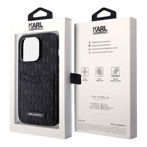 Чехол Lagerfeld PU Saffiano Monogram with Cardslot Hard для iPhone 13 Pro Max, черный
