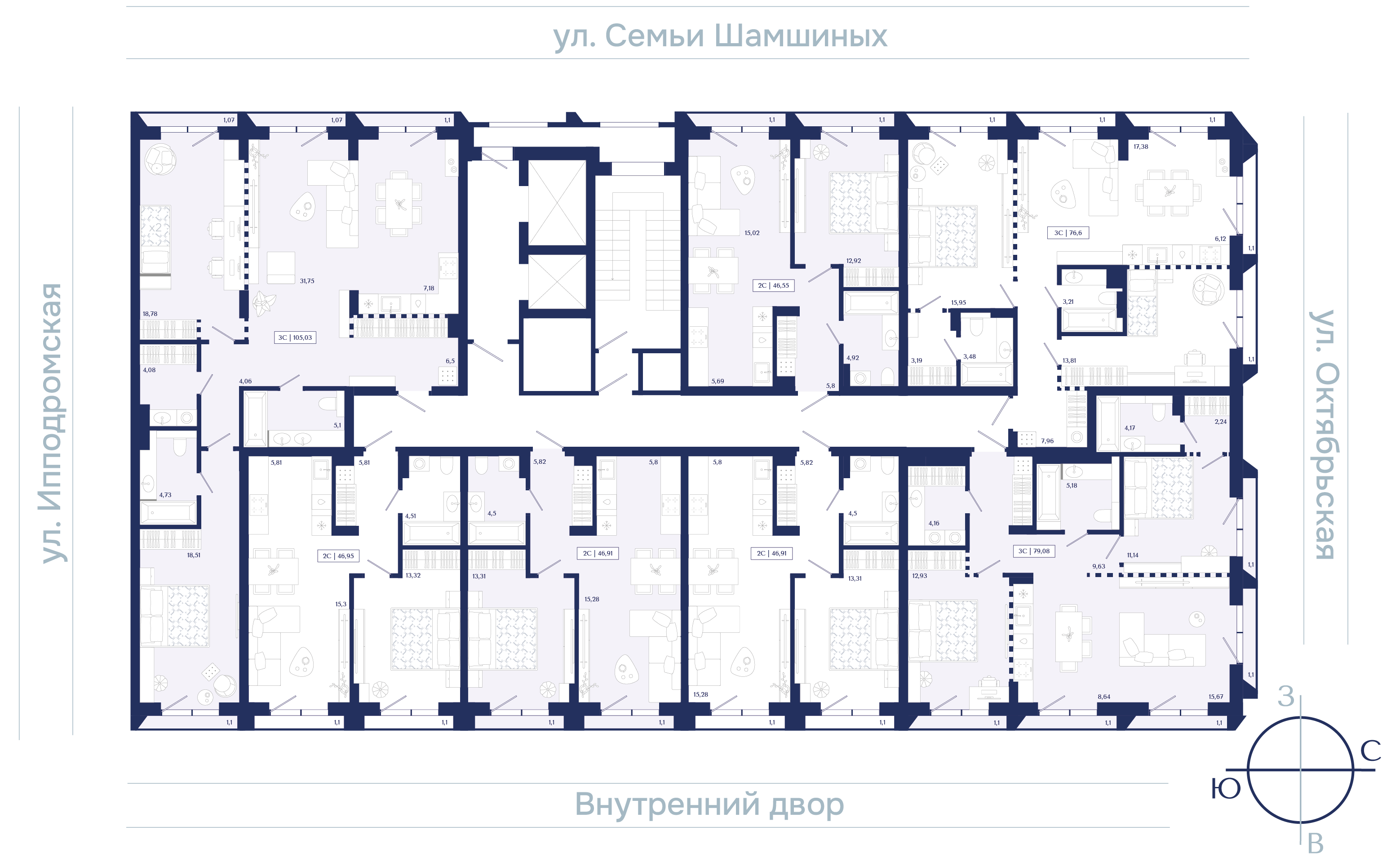 1-к 46,95&nbsp;м² — изображение 2