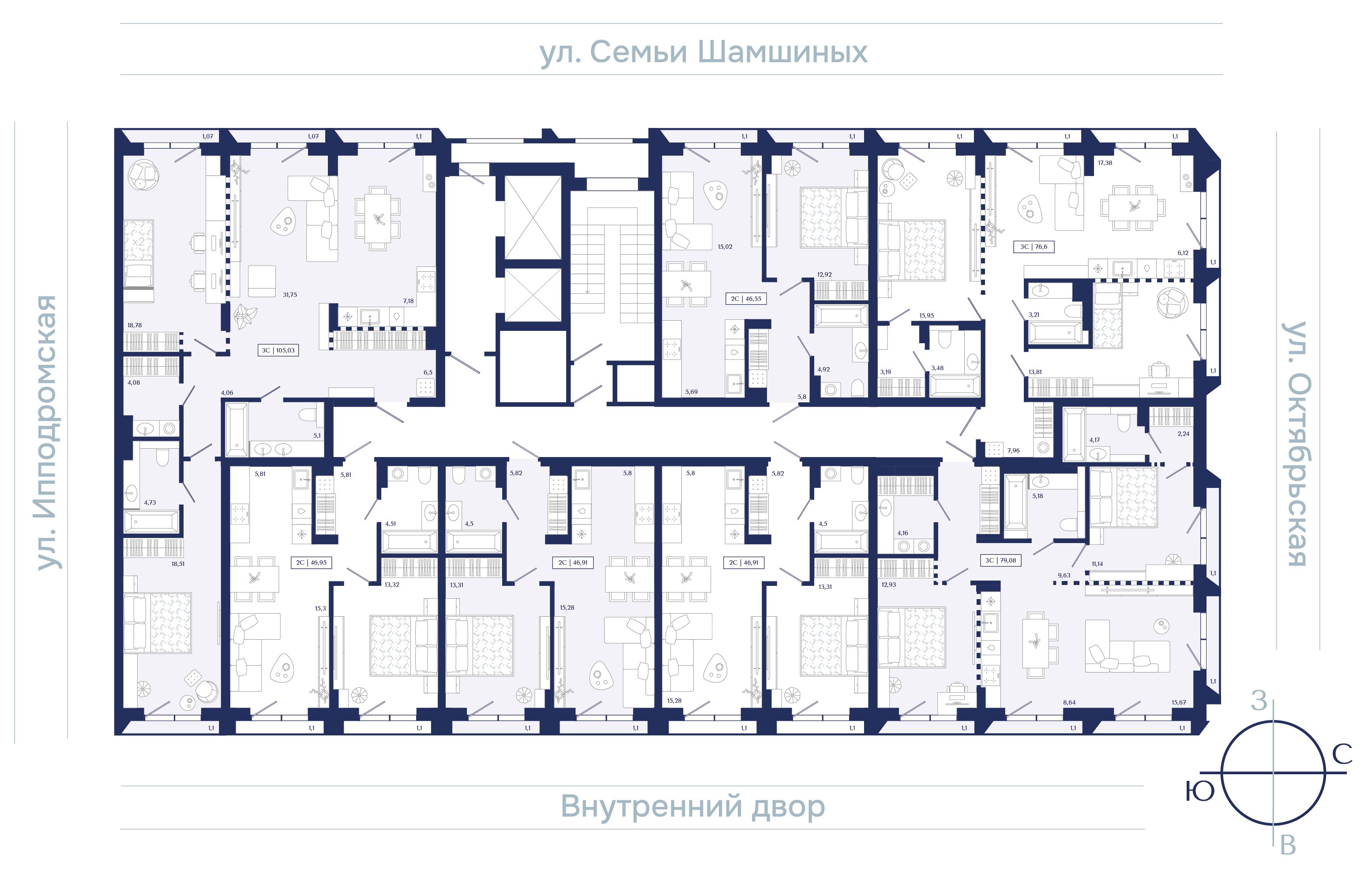 1-к 46,91&nbsp;м² — изображение 2