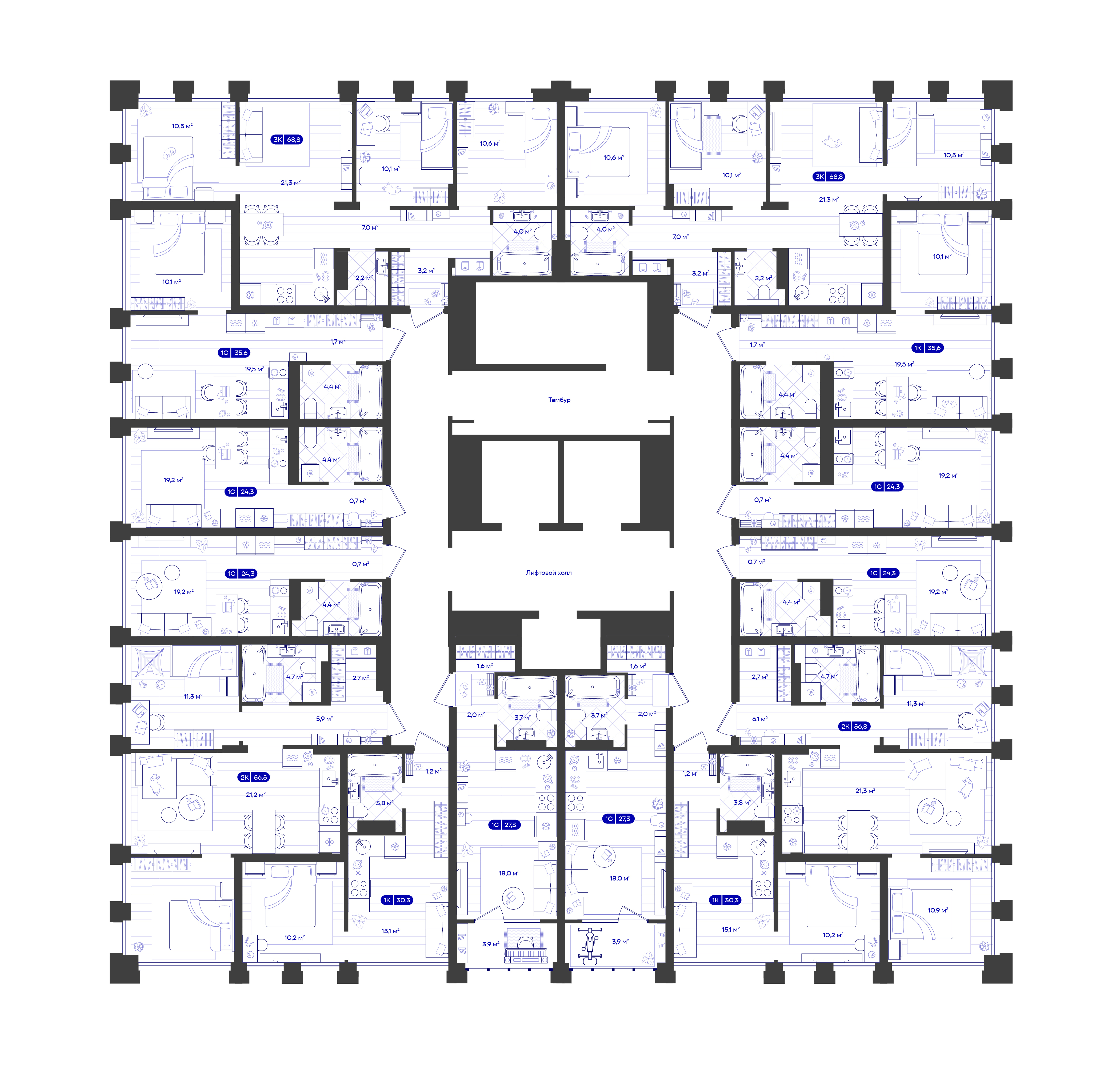 3-к 68,8 м² — изображение 2