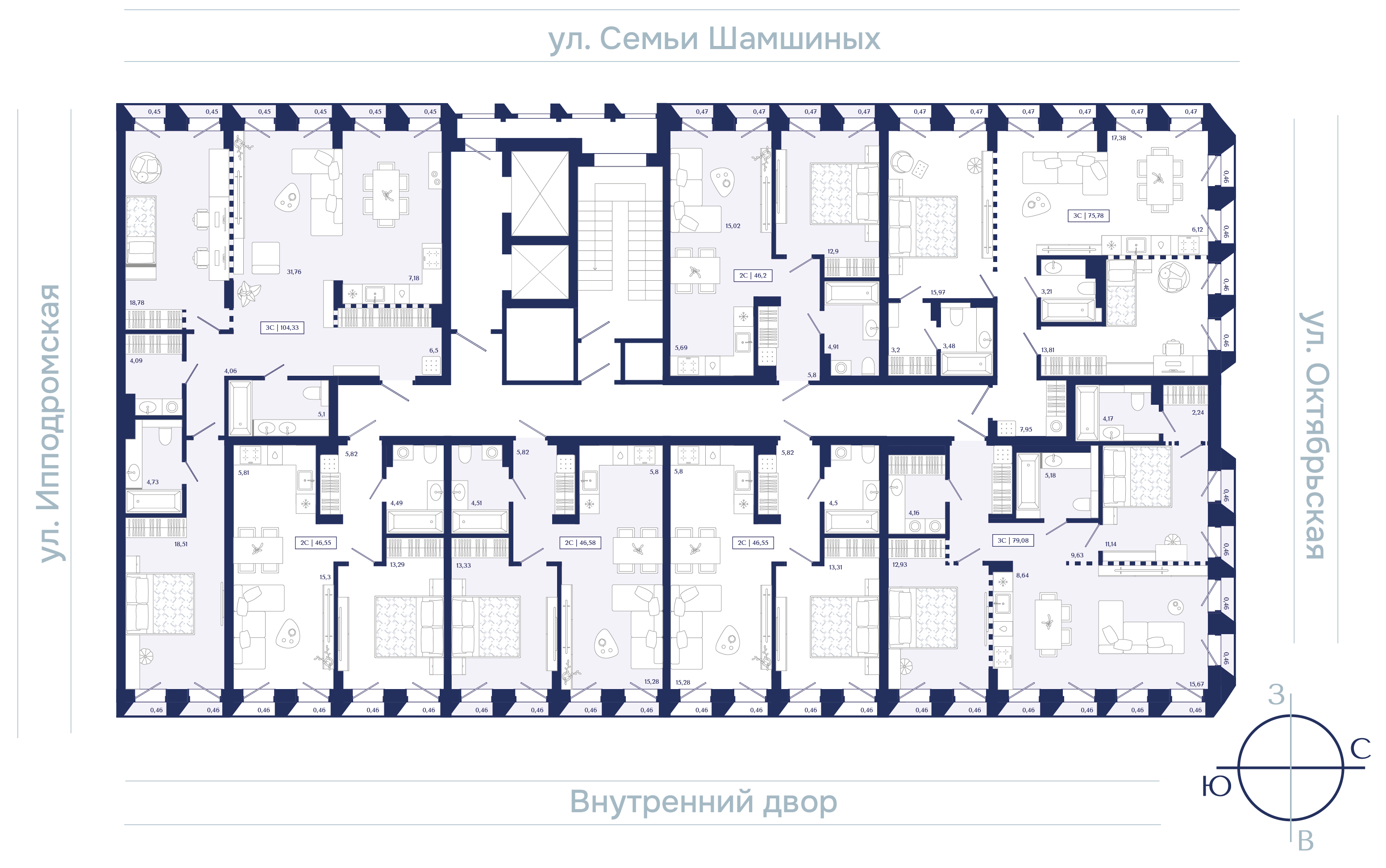 1-к 46,2&nbsp;м² — изображение 2
