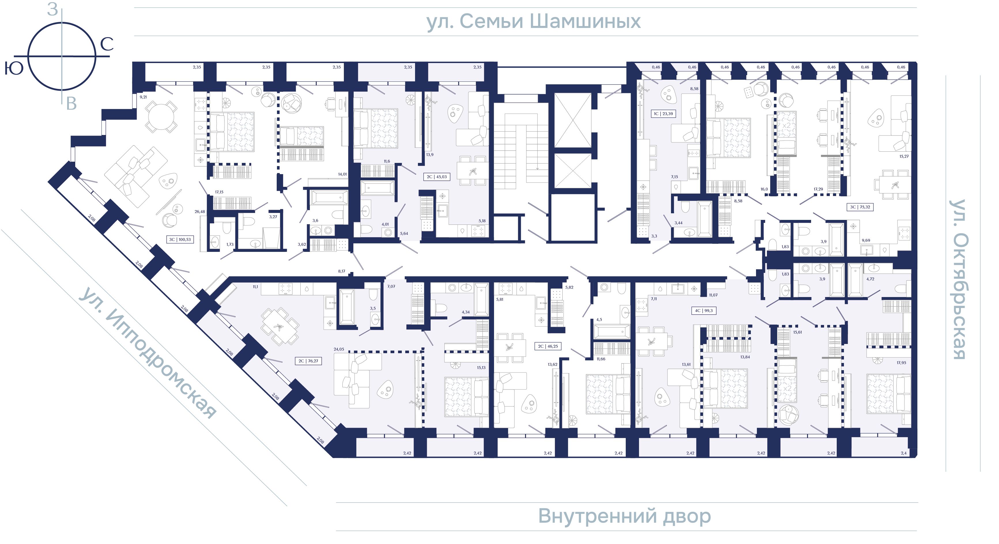 1-к 45,03&nbsp;м² — изображение 2