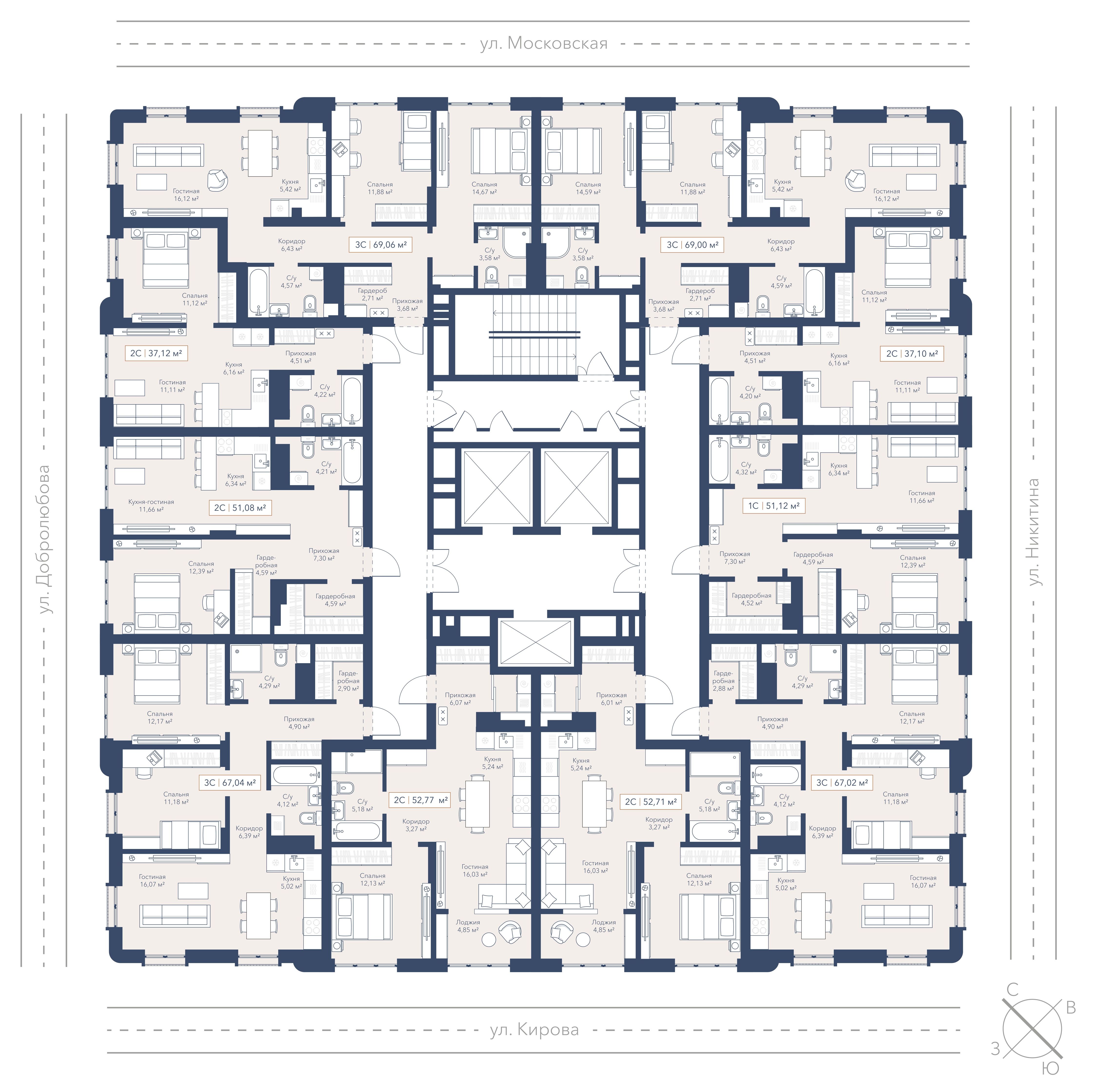 1-к 52,77&nbsp;м² — изображение 2