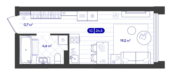 Студия 24,5 м² — изображение 1