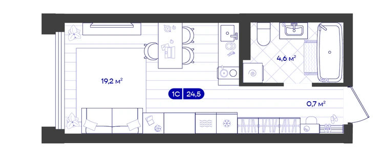 Студия 24,5 м² — изображение 1