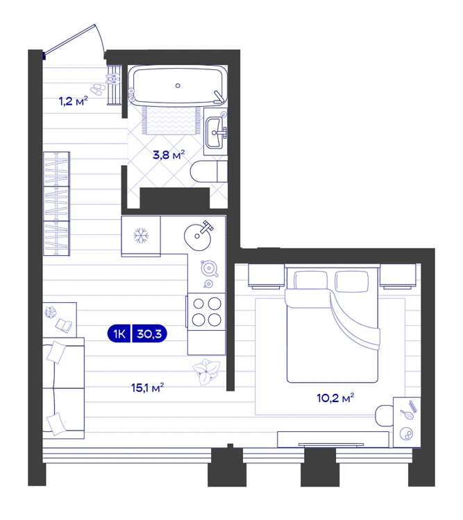 1-к 30,3 м² — изображение 1