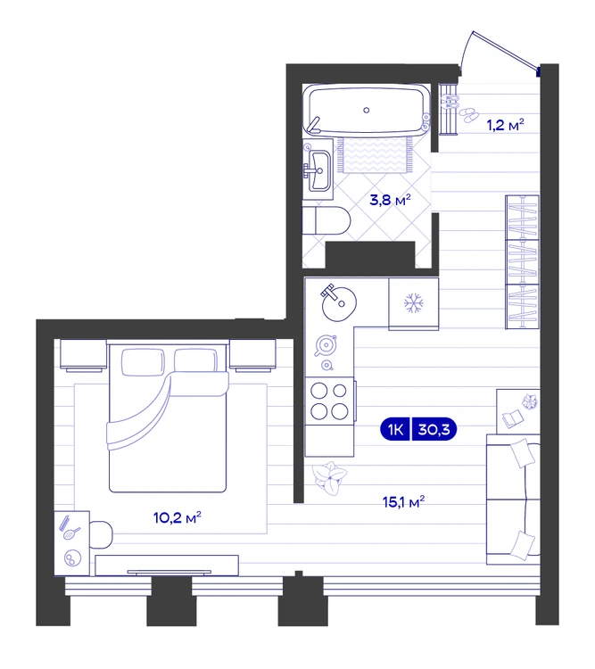1-к 30,3 м² — изображение 1