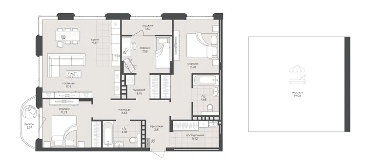 3-к 133,89&nbsp;м² — изображение 1