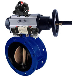 Затвор дисковый поворотный WBV1331E-2W-F-H Ду50 Ру16, фланцевый, корпус - чугун GGG40, диск - нержавеющая сталь 304, уплотнение - EPDM, с пневмоприводом PA-DA-105-1, с пневмораспределителем 4V320-08 AC220V, БКВ APL-410N Ex