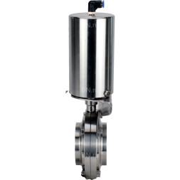 Затвор дисковый поворотный WBV3131S-2W-W-H Ду15 Ру10 под приварку, пищевая нержавеющая сталь 304, уплотнение – Silicon, с пневмоприводом PA-SA-85 с возвратными пружинами