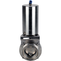 Затвор дисковый поворотный WBV3131S-2W-T-H Ду32 Ру10 резьбовой, пищевая нержавеющая сталь 304, уплотнение – Silicon, с пневмоприводом PA-SA-85 с возвратными пружинами